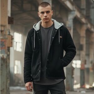 Dickies Kids Black Hooded Jacket  "twill shacket"